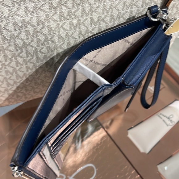 Michael Kors Jet Set Travel Large Double-Zip Wristlet-Wallet-PhoneHolder Admiral - Picture 12 of 16